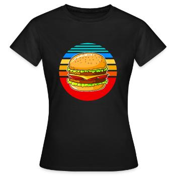 Burger Vintage Retro Fast Food - T-shirt Femme - noir - Devant - AI Model Female 172 dark (172cm)
