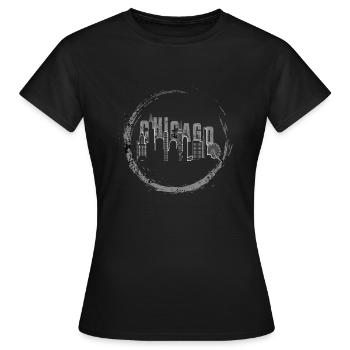 Ligne d’horizon de la ville de Chicago - T-shirt Femme - noir - Devant - AI Model Female 172 dark (172cm)