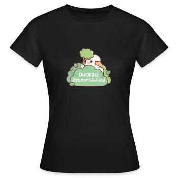 Canard mignon dans les buissons Esquiver la responsabilité Drôle - T-shirt Femme - noir - Devant - AI Model Female 172 dark (172cm)