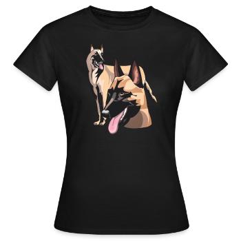 Die beiden Malinois - Frauen T-Shirt - Schwarz - Vorne - AI Model Female 172 dark (172cm)