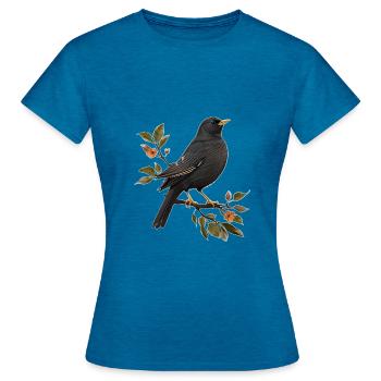 Merle - T-shirt Femme - bleu saphir antique chiné - Devant - AI Model Female 172 dark (172cm)
