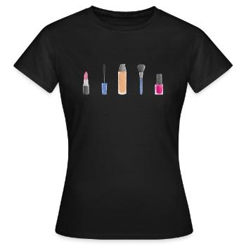 Maquillage beauté - T-shirt Femme - noir - Devant - AI Model Female 172 dark (172cm)