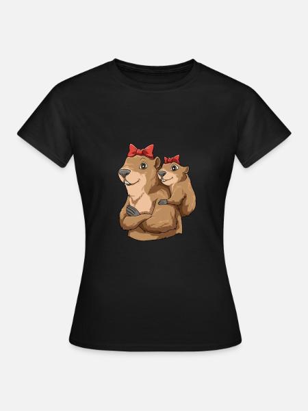 Murmeltier Mama - Frauen T-Shirt - Schwarz