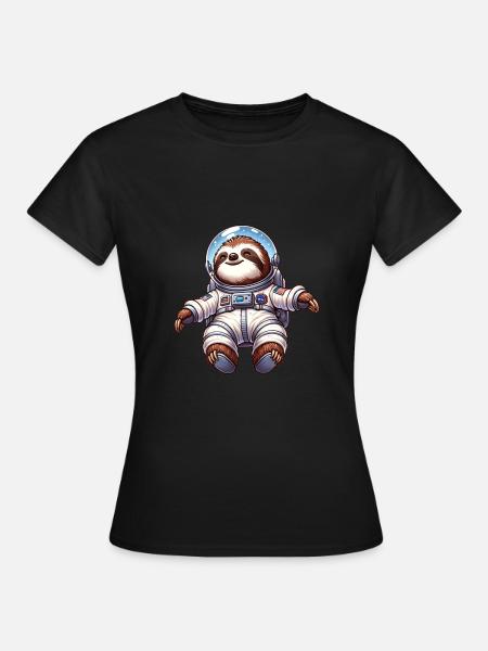 Faultier Schwerelosigkeit Abenteuer Astronaut - Frauen T-Shirt - Schwarz