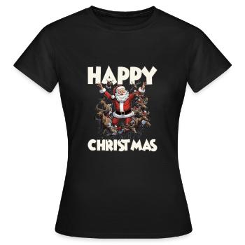Happy Christmas Nikolaus Weihnachten Rentier - Frauen T-Shirt - Schwarz - Vorne - AI Model Female 172 dark (172cm)
