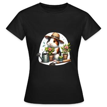 Gardener Guinea Pig’s Green Thumb - Frauen T-Shirt - Schwarz - Vorne - AI Model Female 172 dark (172cm)
