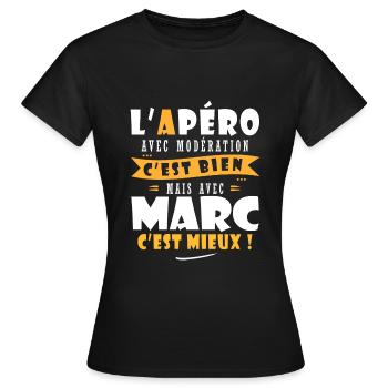 Humour Marc Apero T shirt Humour Drôles marc - T-shirt Femme - noir - Devant - AI Model Female 172 dark (172cm)