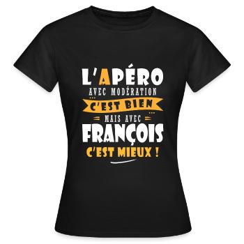 François cadeau Humour cadeau françois - T-shirt Femme - noir - Devant - AI Model Female 172 dark (172cm)