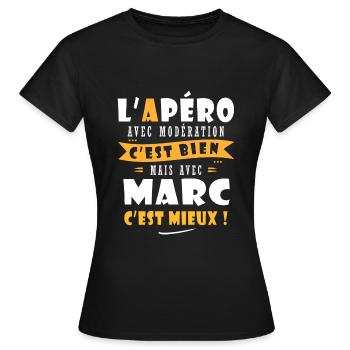 Marc Cadeau Humour personnalisé cadeau marc - T-shirt Femme - noir - Devant - AI Model Female 172 dark (172cm)