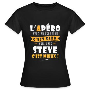Steve cadeau Humour personnalisé cadeau steve - T-shirt Femme - noir - Devant - AI Model Female 172 dark (172cm)