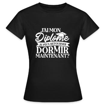 Ich habe mein Diplom, ich kann jetzt wieder schlafen gehen - Frauen T-Shirt - Schwarz - Vorne - AI Model Female 172 dark (172cm)