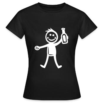 Boire une bouteille de bière - T-shirt Femme - noir - Devant - AI Model Female 172 dark (172cm)