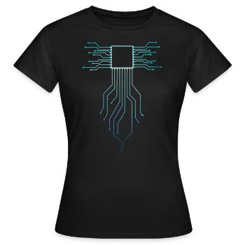 Circuit imprimé CPU - T-shirt Femme - noir - Devant - AI Model Female 172 dark (172cm)