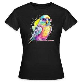 Perruche fraîche colorée avec des lunettes - T-shirt Femme - noir - Devant - AI Model Female 172 dark (172cm)