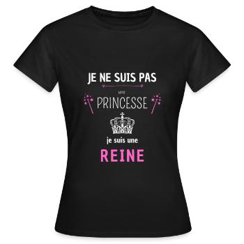 Princesse reine humour - T-shirt Femme - noir - Devant - AI Model Female 172 dark (172cm)
