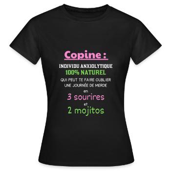 Copine humour - T-shirt Femme - noir - Devant - AI Model Female 172 dark (172cm)