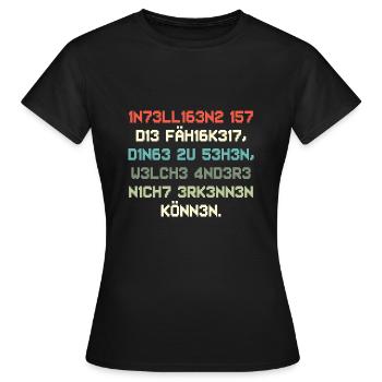 intelligenz2 - Frauen T-Shirt - Schwarz - Vorne - AI Model Female 172 dark (172cm)