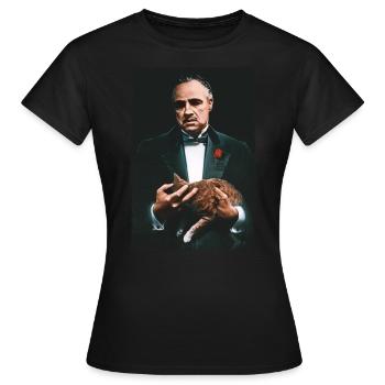 Le Parrain Film De Mafia Don Corleone Avec Chat - T-shirt Femme - noir - Devant - AI Model Female 172 dark (172cm)