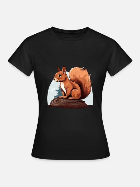 Herbst Eichhörnchen Wald Szene - Frauen T-Shirt - Schwarz