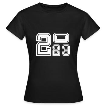 2023 - Frauen T-Shirt - Schwarz - Vorne - AI Model Female 172 dark (172cm)