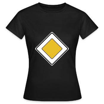 Vorfahrt Schild Straßenschild Straße Verkehr - Frauen T-Shirt - Schwarz - Vorne - AI Model Female 172 dark (172cm)