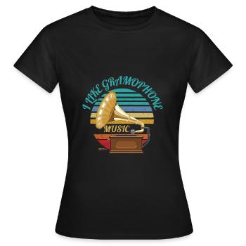 J’AIME LA MUSIQUE DU GRAMOPHONE - T-shirt Femme - noir - Devant - AI Model Female 172 dark (172cm)