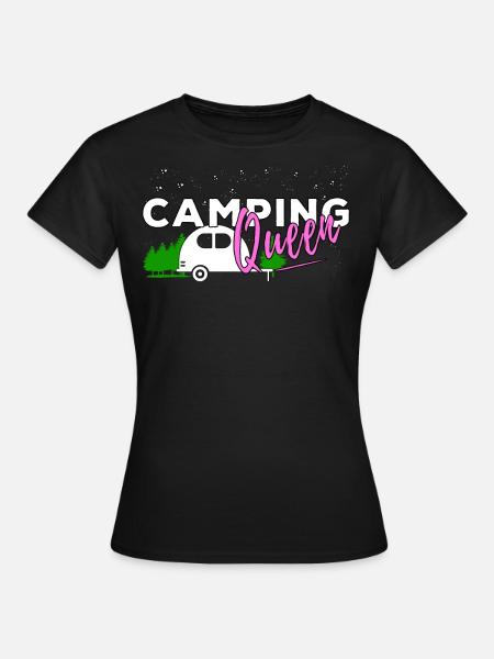 Lustige Camping Sprüche Camping Queen Outdoor - Frauen T-Shirt - Schwarz
