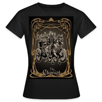 Die Wagen-Tarotkarte - Frauen T-Shirt - Schwarz - Vorne - AI Model Female 172 dark (172cm)