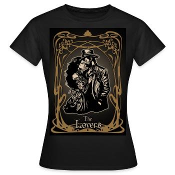 Die Liebenden Tarotkarte - Frauen T-Shirt - Schwarz - Vorne - AI Model Female 172 dark (172cm)