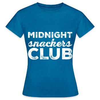 Midnight Snackers Club 3 - Frauen T-Shirt - Antikblaues Saphir meliert - Vorne - AI Model Female 172 dark (172cm)