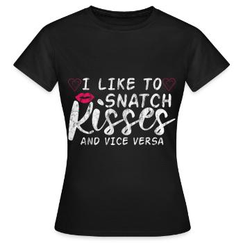 J’aime arracher des baisers et vice versa 3 - T-shirt Femme - noir - Devant - AI Model Female 172 dark (172cm)