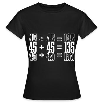 45 + 45 = 135 31 - Frauen T-Shirt - Schwarz - Vorne - AI Model Female 172 dark (172cm)