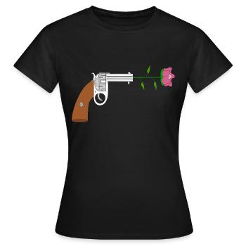 Paix pistol rose no war flower power peace colt - T-shirt Femme - noir - Devant - AI Model Female 172 dark (172cm)
