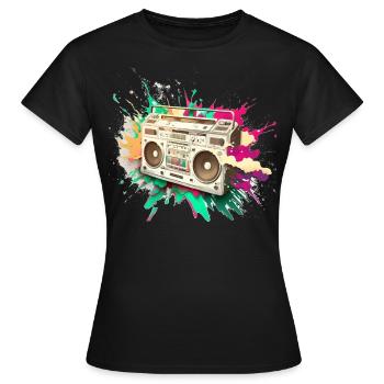Explosion de peinture stéréo - T-shirt Femme - noir - Devant - AI Model Female 172 dark (172cm)