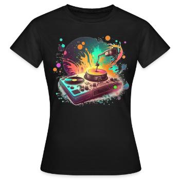 Sci-Fi-Plattenspieler - Frauen T-Shirt - Schwarz - Vorne - AI Model Female 172 dark (172cm)