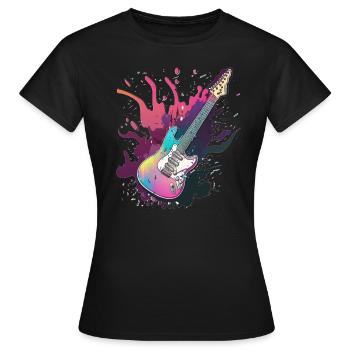 Guitare enflammée - T-shirt Femme - noir - Devant - AI Model Female 172 dark (172cm)