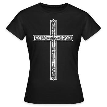 Croyant au symbole de la croix - T-shirt Femme - noir - Devant - AI Model Female 172 dark (172cm)