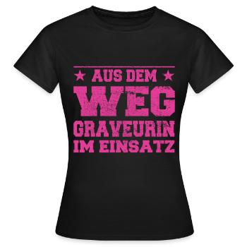 Graveur à l’écart dans l’Action Design - T-shirt Femme - noir - Devant - AI Model Female 172 dark (172cm)
