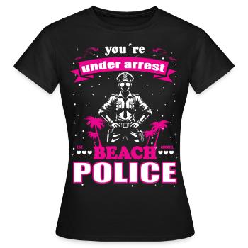 Conception de la police de plage pour les femmes en vacances - T-shirt Femme - noir - Devant - AI Model Female 172 dark (172cm)