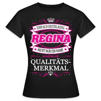 Caractéristique de qualité Regina tout simplement de première classe - T-shirt Femme - noir - Devant - AI Model Female 172 dark (172cm)