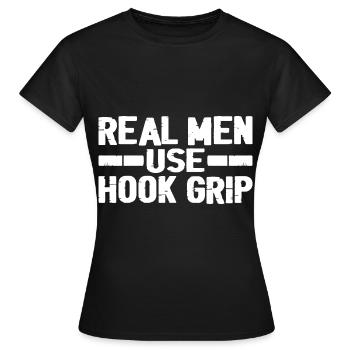 Real Men Use Hook Grip 3 - Women's T-Shirt - black - Front - AI Model Female 172 dark (172cm)