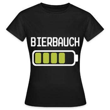 Lustiges Bierbauch Akkustand Design - Frauen T-Shirt - Schwarz - Vorne - AI Model Female 172 dark (172cm)