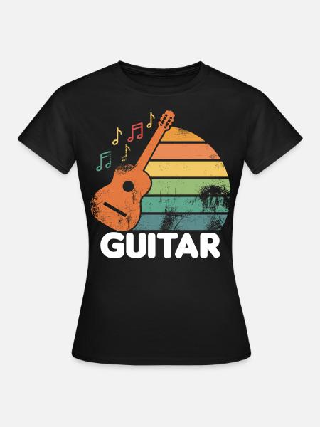 Gitarre retro - Frauen T-Shirt - Schwarz