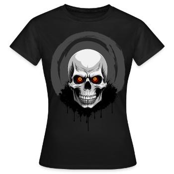 Crâne aux yeux orange - T-shirt Femme - noir - Devant - AI Model Female 172 dark (172cm)