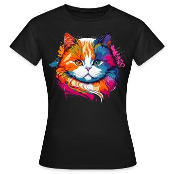 Fette Spritzkatze - Frauen T-Shirt - Schwarz - Vorne - AI Model Female 172 dark (172cm)