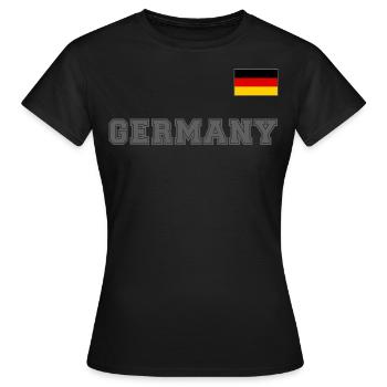 Look maillot de l’Allemagne - ALLEMAGNE avec drapeau - T-shirt Femme - noir - Devant - AI Model Female 172 dark (172cm)