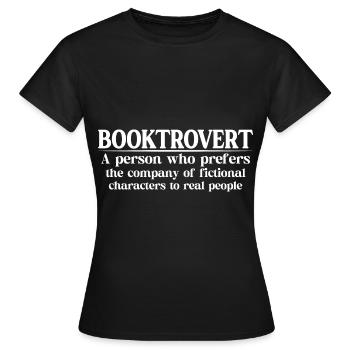 Booktrovert Définition Description 9 - T-shirt Femme - noir - Devant - AI Model Female 172 dark (172cm)