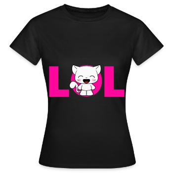 LOL Mignon Chat Comic Kawaii Dictons Drôles Rose - T-shirt Femme - noir - Devant - AI Model Female 172 dark (172cm)