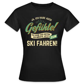 Gefuehle - ich moechte Sport - Ski! - RAHMENLOS - Frauen T-Shirt - Schwarz - Vorne - AI Model Female 172 dark (172cm)