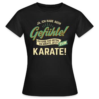 Gefuehle - ich moechte Sport - Karate! - RAHMENLOS - Frauen T-Shirt - Schwarz - Vorne - AI Model Female 172 dark (172cm)